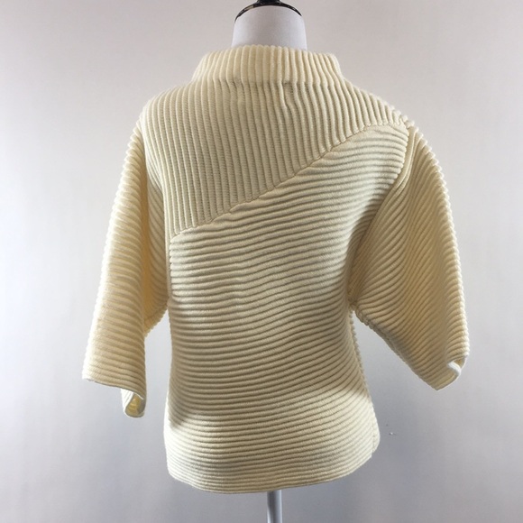 3/$20 JOA Cream Ribbed Knit Half Sleeve Sweater Top Womens XS Mock Neck - Picture 4 of 11